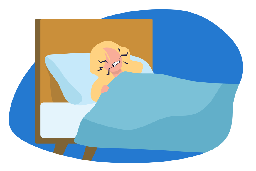 A woman grinding her teeth in sleep.